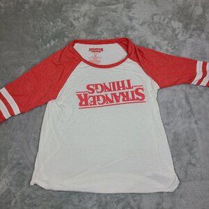 Stranger Things‎ Baseball Style Raglan T Shirt White Red Soft! Women’s Size XL